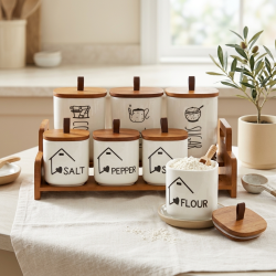 Porcelain Spice Jar Set - 7 Pcs