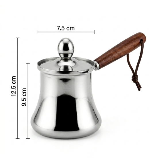 Stainless Steel Coffee Pot With Wooden Handle 350 ml