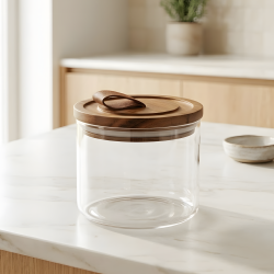Acrylic Jar With Wooden Lid
