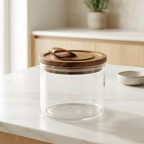 Acrylic Jar With Wooden Lid