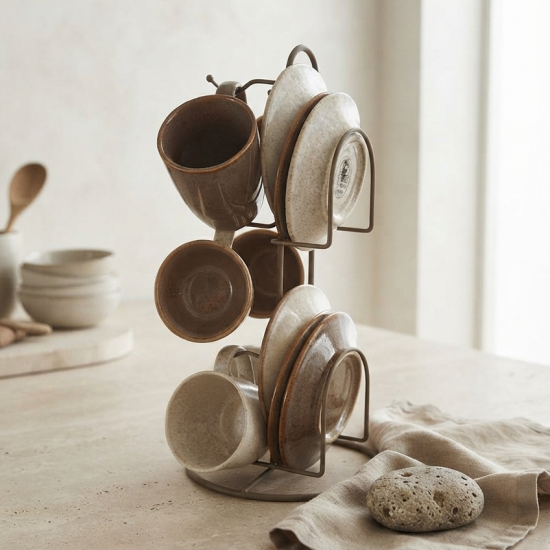 Ceramic Coffee Cup Set 12 Pcs With Stand