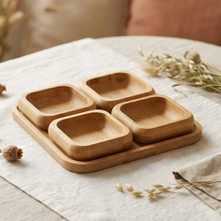 Wooden Serving Platter - 4 Pcs