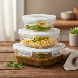 Glass Tupperware Set 3 Pcs