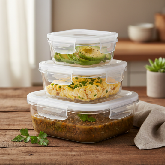 Glass Tupperware Set 3 Pcs