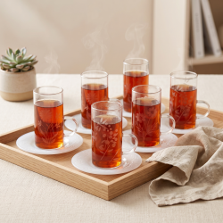Glass Cups And Saucer Set 6 Pcs