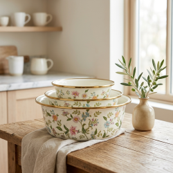 Flowers Pattern Basin Set - 3 Pcs