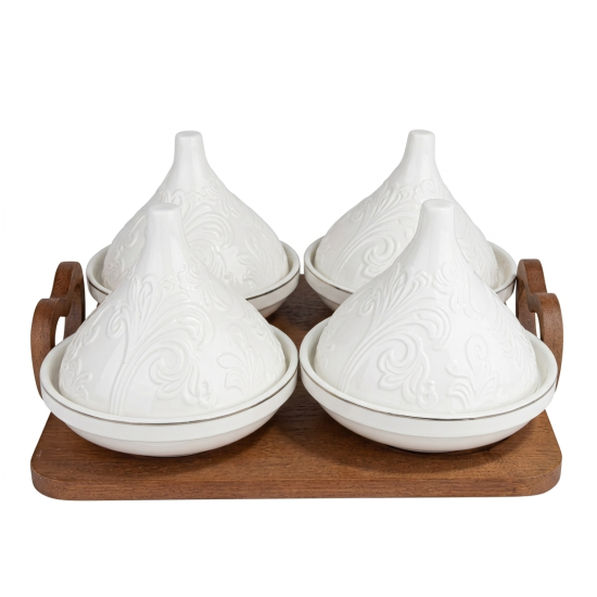 Bowl Set 4 Pcs with Wooden Stand
