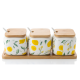Lemon Pattern Porcelain Jar Set - 3 Pcs