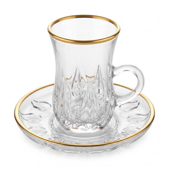 Glass Cups And Saucer Set 6 Pcs
