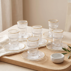 Tea Glass Cups And Saucer Set 6 Pcs