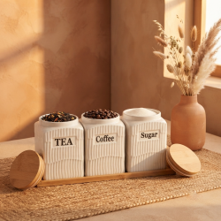 Ceramic Spice Set With Base 3 Pieces