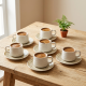 Porcelain Coffee Cup and Saucer Set - 6 Pcs