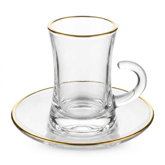 Tea Glass Cups And Saucer Set 6 Pcs