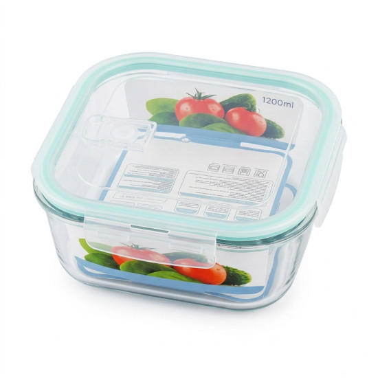 Glass Square Tupperware 1200 ml