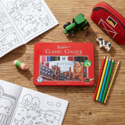Wooden Colored Pencils in A Metal Box 48 Pcs