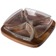 Glass Serving Bowls 4 Pcs with Wooden Stand