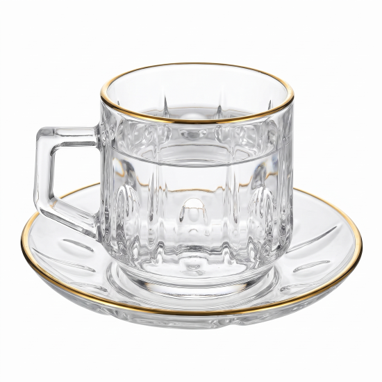 Tea Glass Cups And Saucer Set 6 Pcs