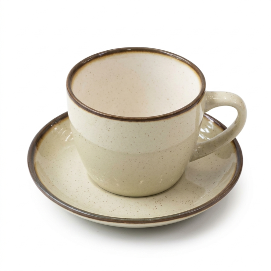 Porcelain Coffee Cup and Saucer Set - 6 Pcs