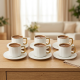 Porcelain Coffee Cup and Saucer Set - 6 Pcs