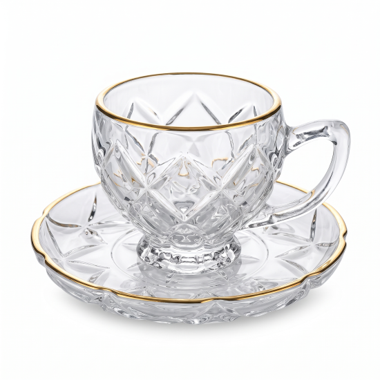Glass Cups And Saucer Set 6 Pcs