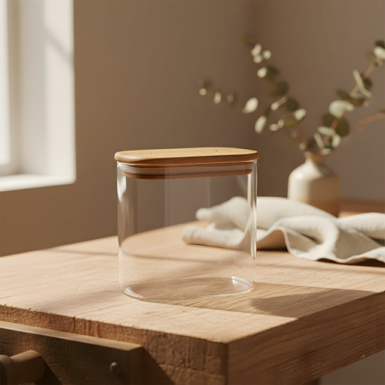 Glass Jar with Wooden Lid S