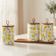 Lemon Pattern Porcelain Jar Set - 3 Pcs