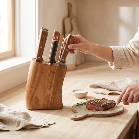 Knife Set With Wooden Stand 6 Pieces 