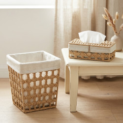 Straw Trash Can & Tissue Box