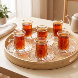 Glass Cups And Saucer Set 6 Pcs