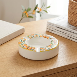 Orange Pattern Ceramic Ashtray Large