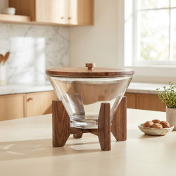 Acrylic Serving Bowl with Wooden Stand 3.2L