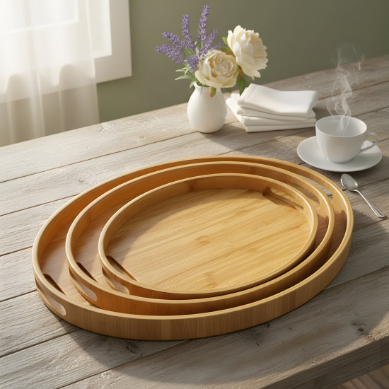Wooden Tray Set 3 Pcs