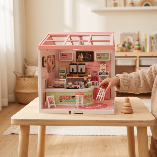 Milk Tea Shop Dollhouse Set 138 Pieces