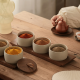 Porcelain Jar Set With Wooden Base 3 Pieces