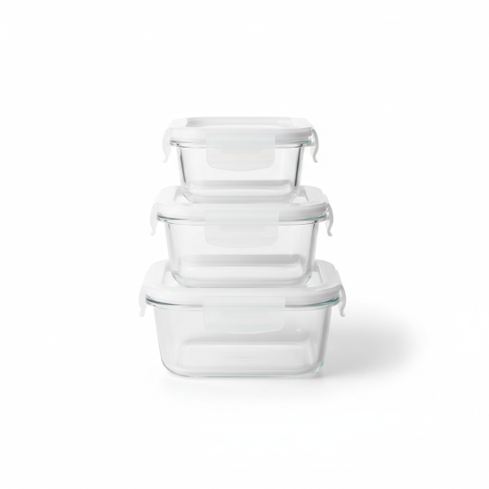 Glass Tupperware Set 3 Pcs
