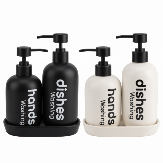 Glass Soap Dispenser Set - 3 Pcs