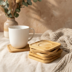 Wooden Coaster Set 6 Pcs