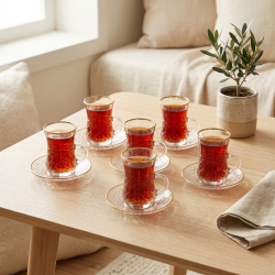 Tea Glass Cups And Saucer Set 6 Pcs