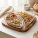 Glass Serving Bowls 4 Pcs with Wooden Stand