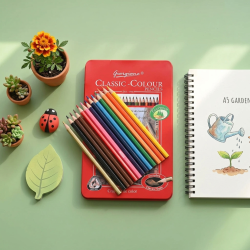 Wooden Colored Pencils in A Metal Box12 Pcs