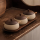 Porcelain Bowl Set 3 Pieces With Wooden Base