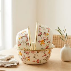 Flowers Pattern Basin Set - 3 Pcs