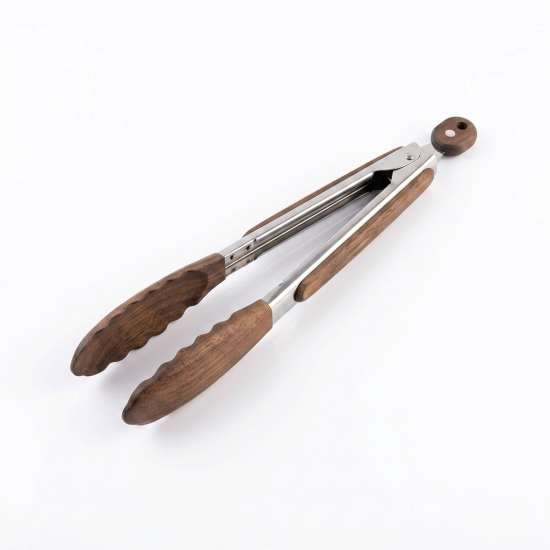 Stainless Steel And Wood Tongs