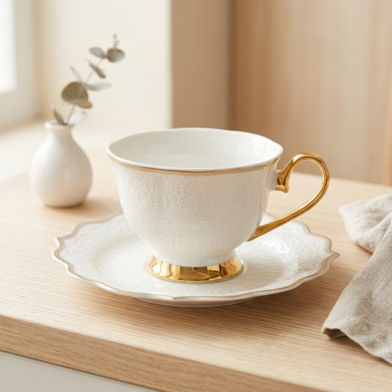 Tea Cup and Saucer Set - 6 Pcs