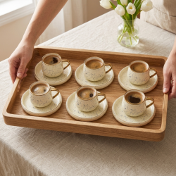 Porcelain Coffee Cup and Saucer Set - 6 Pcs