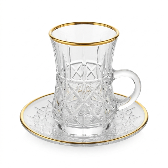 Tea Glass Cups And Saucer Set 6 Pcs
