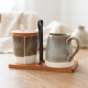 Sugar Bowl & Creamer Set With Wooden Stand