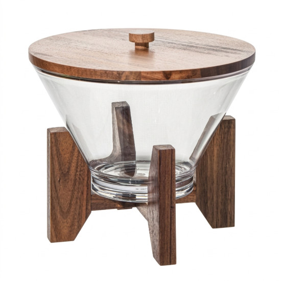 Acrylic Serving Bowl with Wooden Stand 3.2L