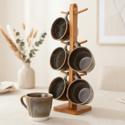 Mug Set 6 Pcs With Wooden Stand