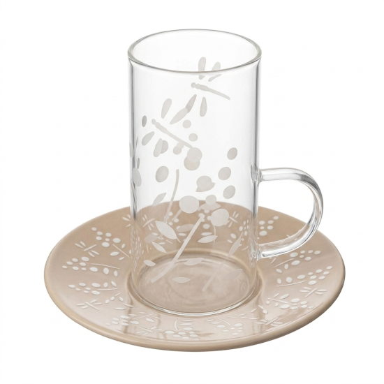 Glass Cups And Saucer Set 6 Pcs